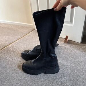 Zara Women's Black Chunky Heeled Boots